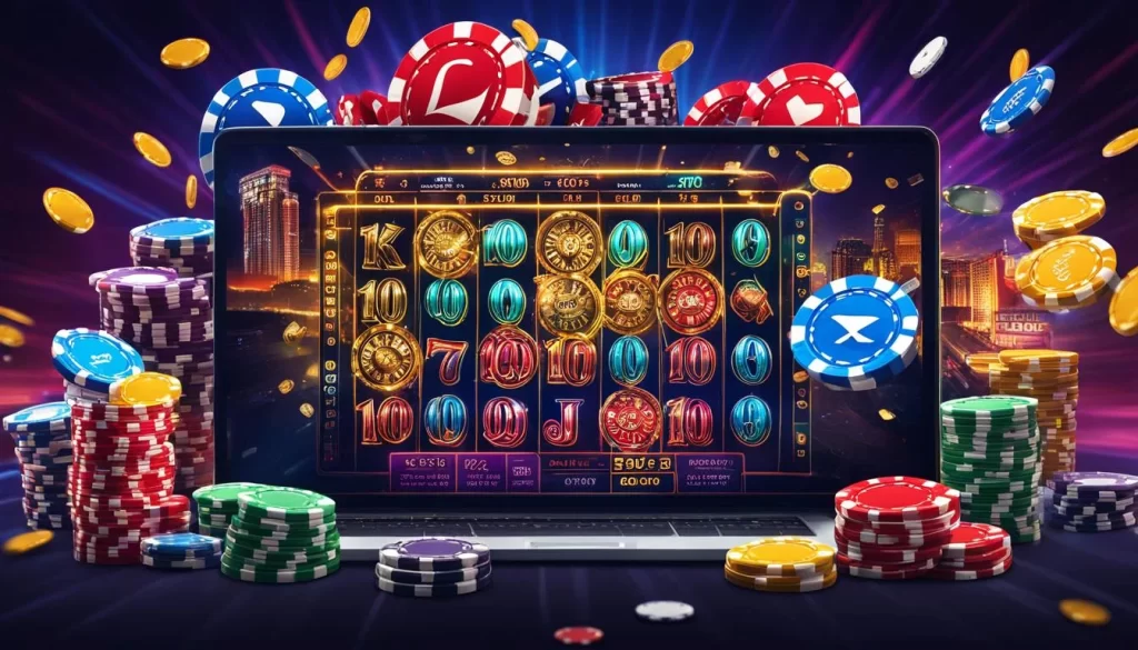 Bàn Poker với chip và bài